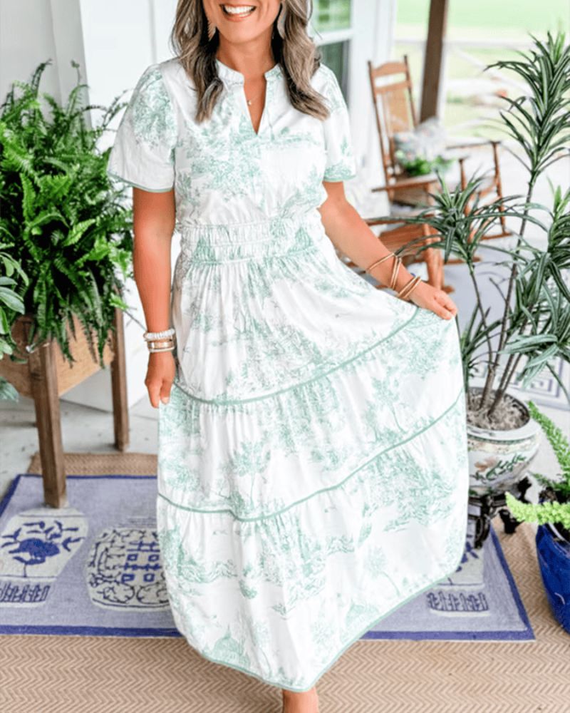 Wójcik™ | Elegancka maxi sukienka z nadrukiem