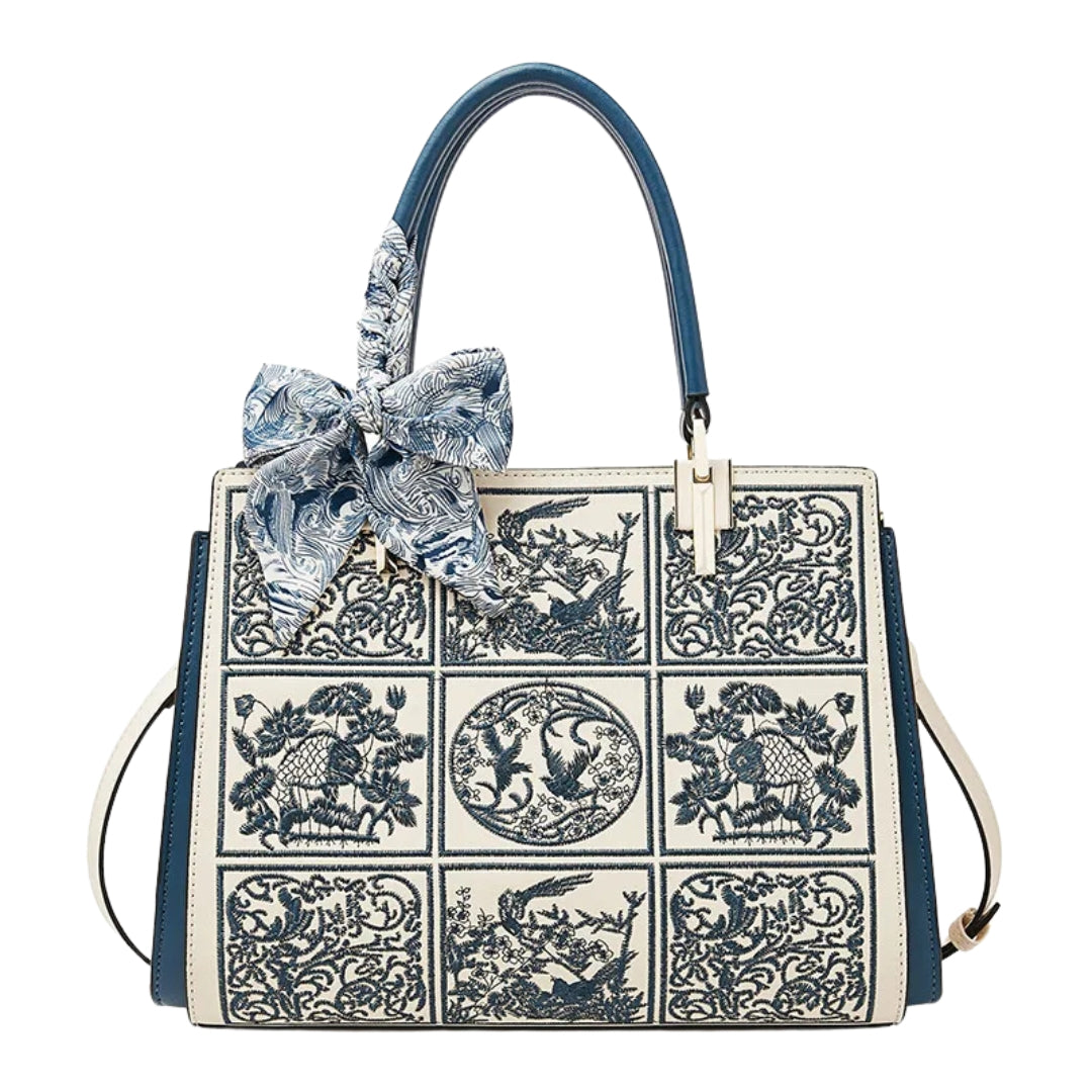 Wójcik™ | Wyjątkowa torebka crossbody z haftem i kokardą