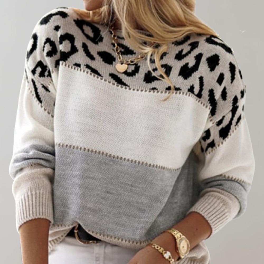 Wójcik™ | Sweter Casual w Wzór Leoparda