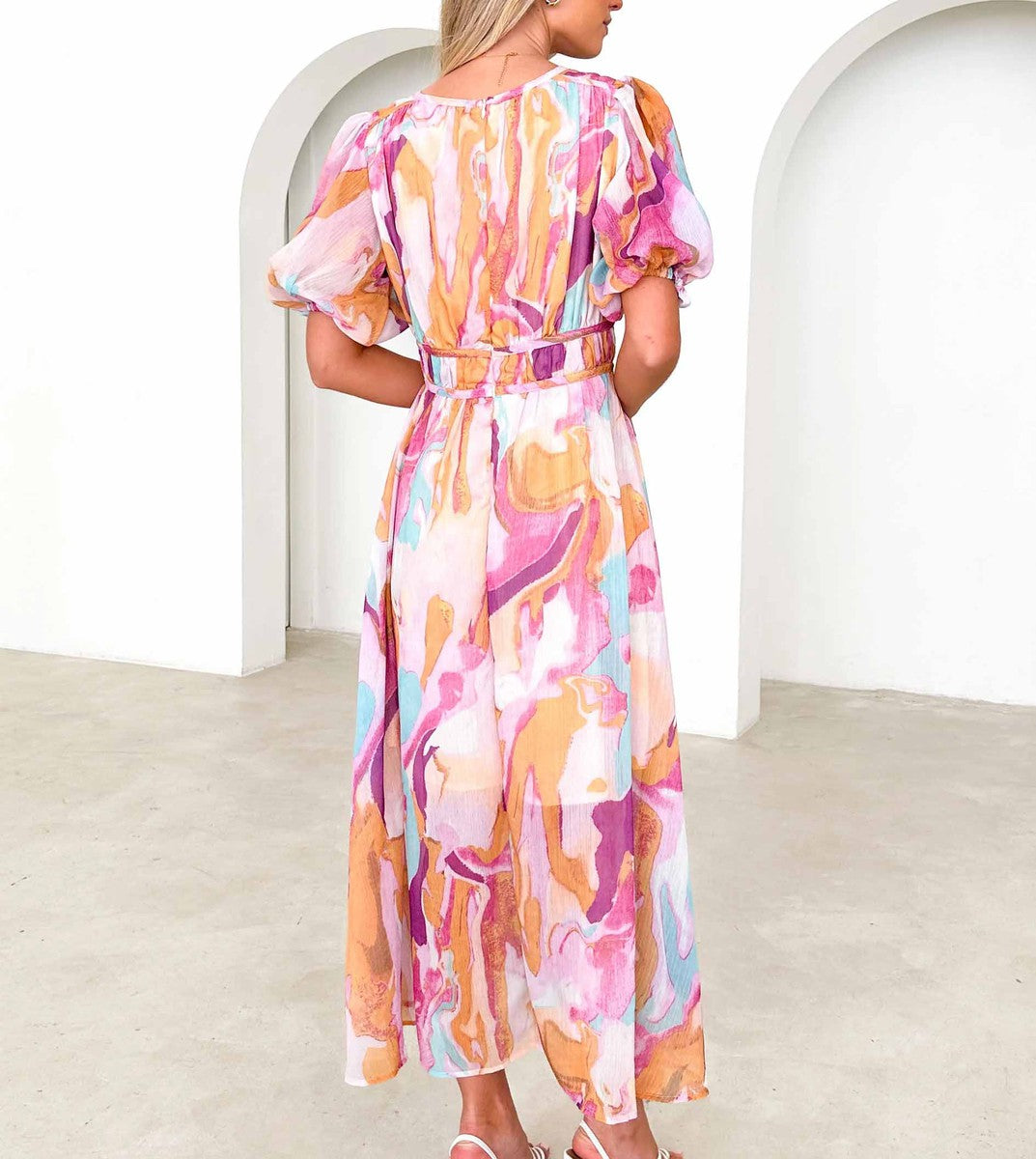 Wójcik™ | Elegancka sukienka maxi w kolorze różowym