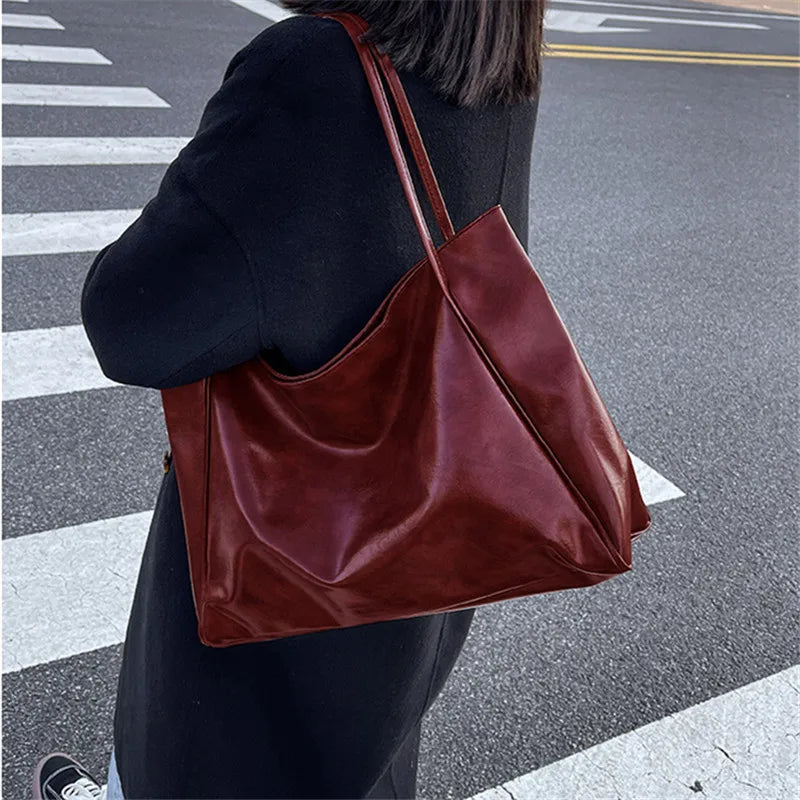 Wójcik™ | Elegancka brązowa torba tote z efektem skóry