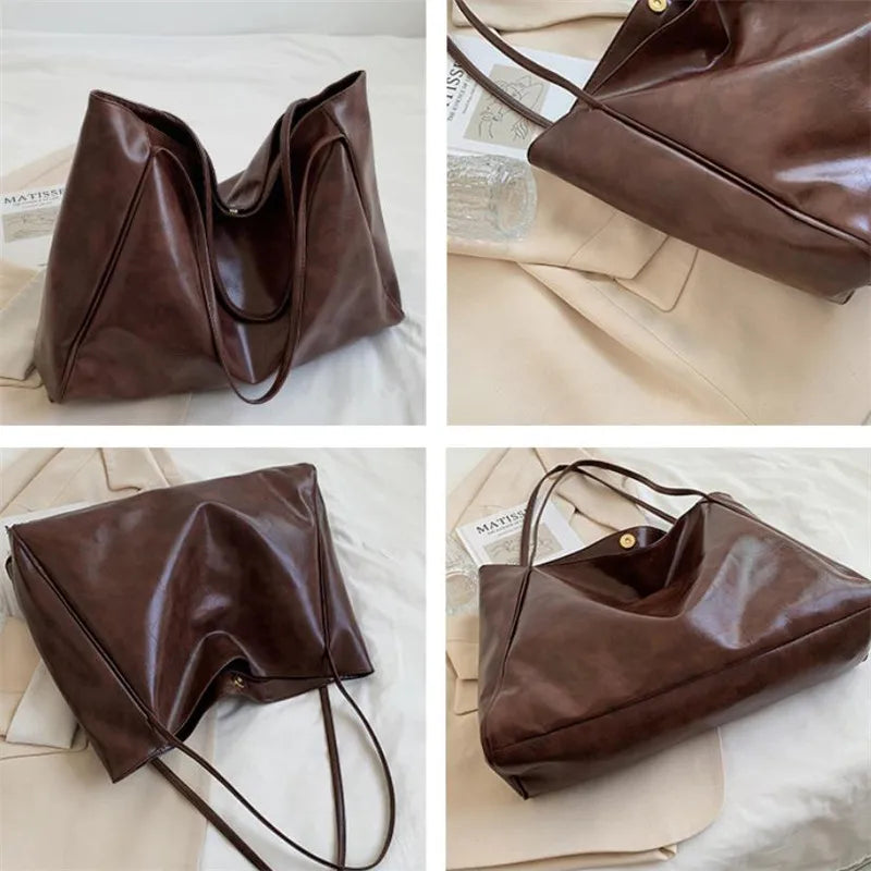 Wójcik™ | Elegancka brązowa torba tote z efektem skóry