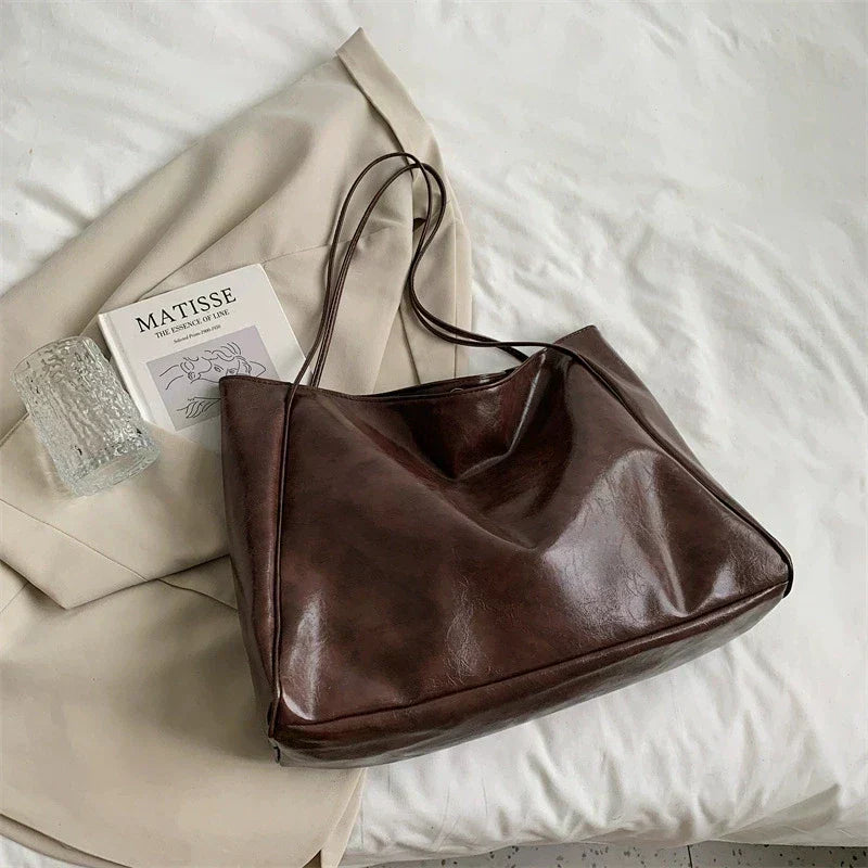Wójcik™ | Elegancka brązowa torba tote z efektem skóry