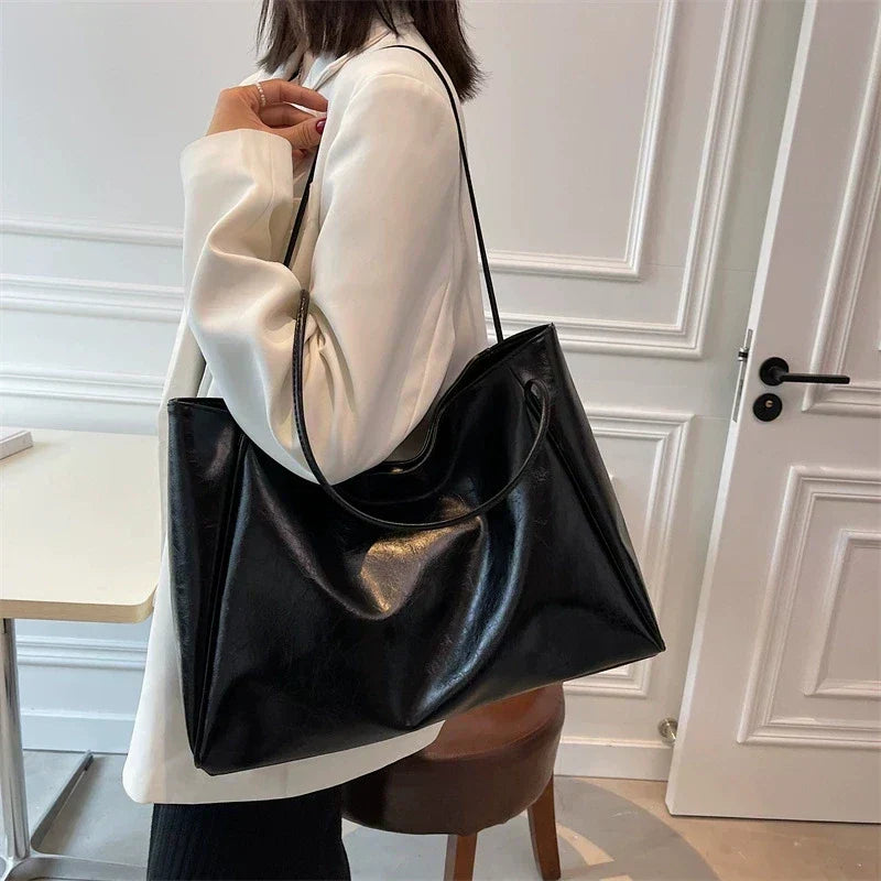 Wójcik™ | Elegancka brązowa torba tote z efektem skóry