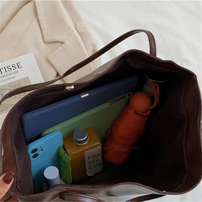 Wójcik™ | Elegancka brązowa torba tote z efektem skóry