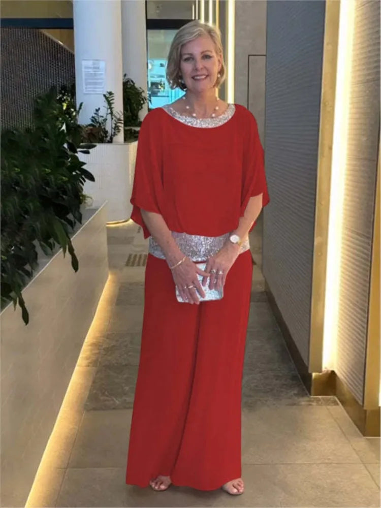 Wójcik™ | Elegancki dwuczęściowy komplet z szyfonową górą
