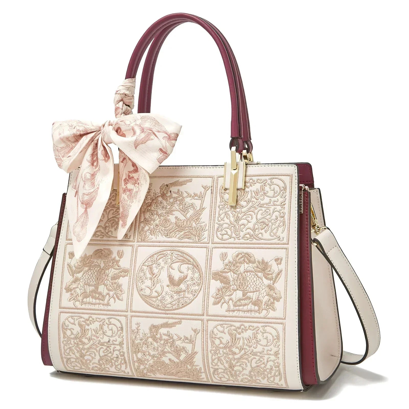 Wójcik™ | Wyjątkowa torebka crossbody z haftem i kokardą