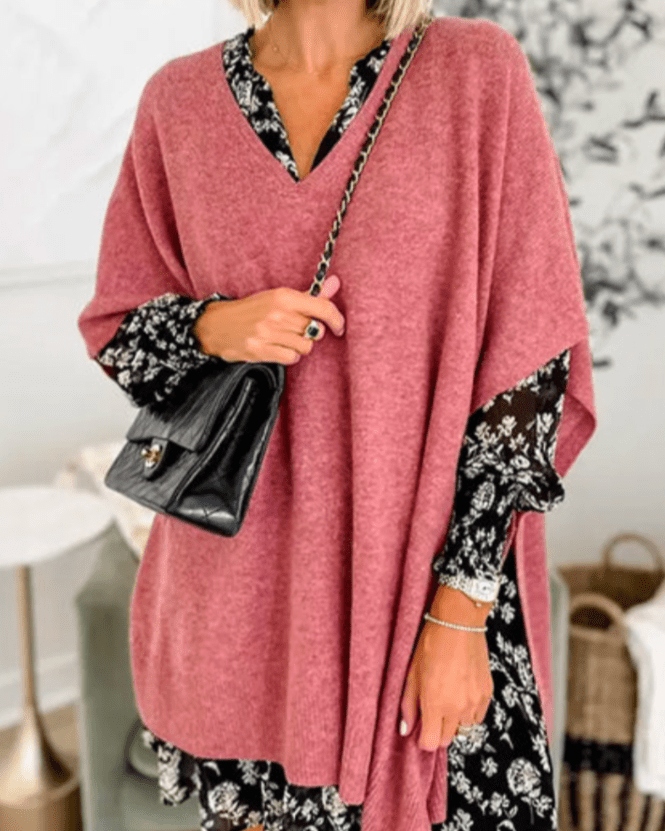 Wójcik™ | Poncho-sweter z dekoltem w kształcie litery V i luźnym krojem