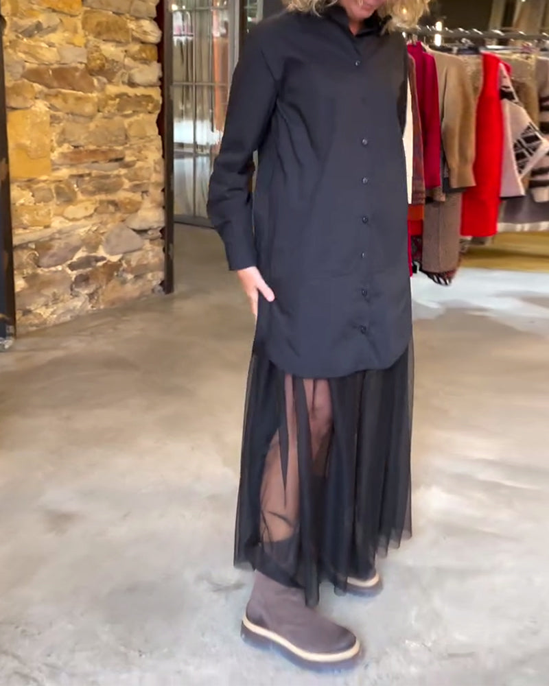 Wójcik™ | Casual Długi Rękaw Siateczka Patchwork Sukienka