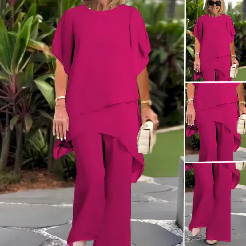 Wójcik™ | Elegancki nieregularny komplet top i spodnie