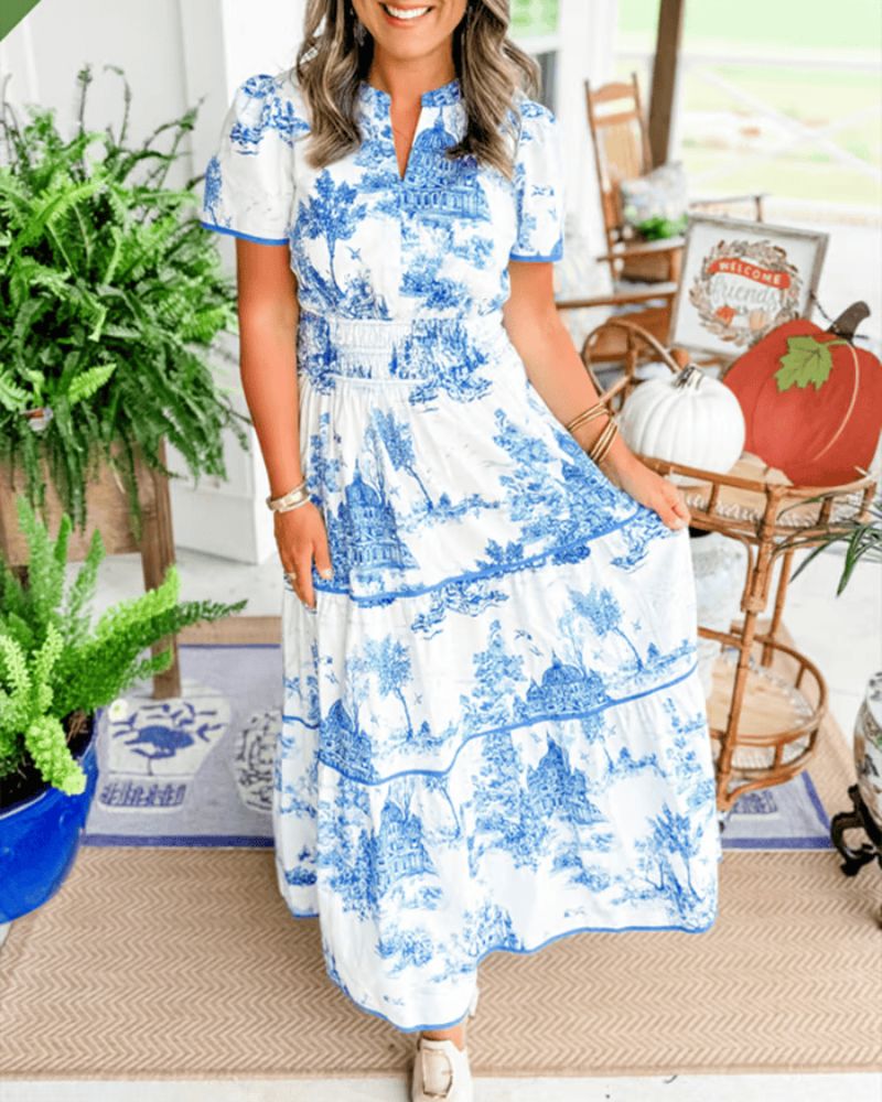 Wójcik™ | Elegancka maxi sukienka z nadrukiem
