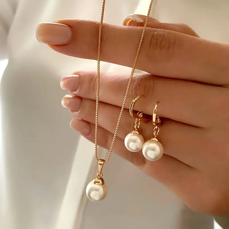 Wójcik™ | Zestaw biżuterii Golden Grace Pearl