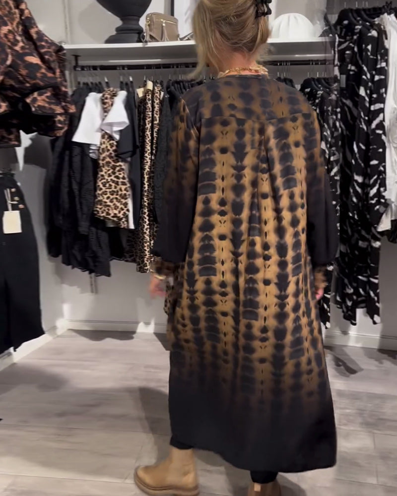 Wójcik™ |  V-neck długi rękaw warstwowa sukienka
