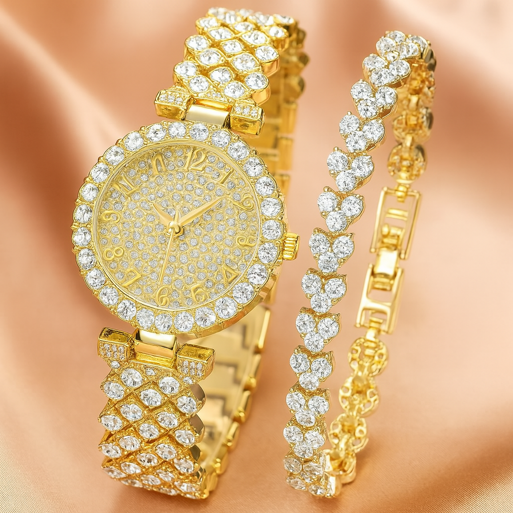 Wójcik™ | Zestaw zegarka i bransoletki Luxe Radiance Gold