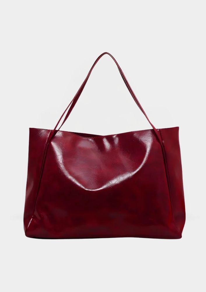 Wójcik™ | Elegancka brązowa torba tote z efektem skóry