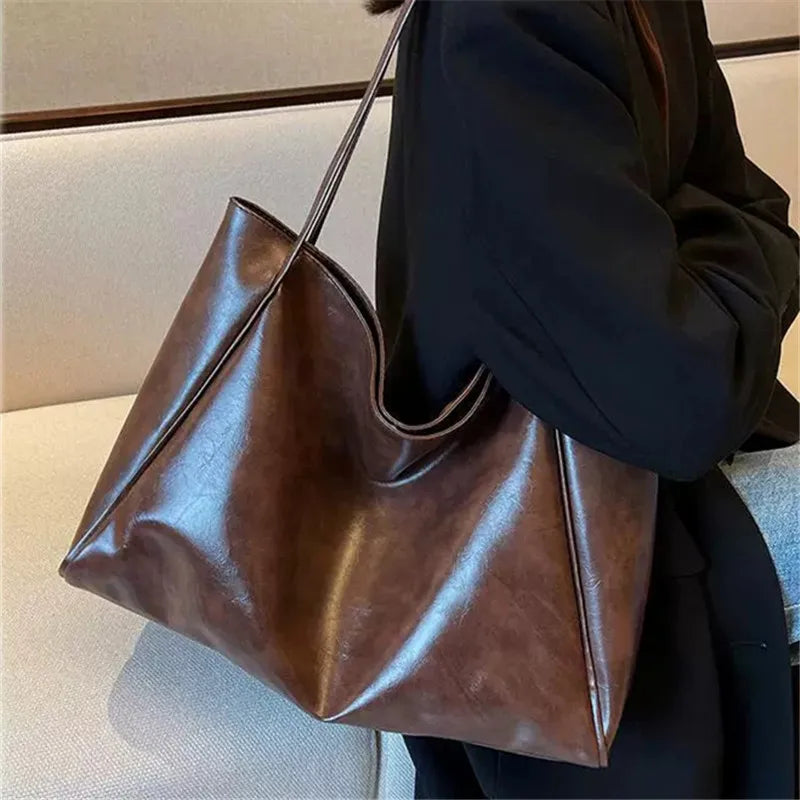 Wójcik™ | Elegancka brązowa torba tote z efektem skóry