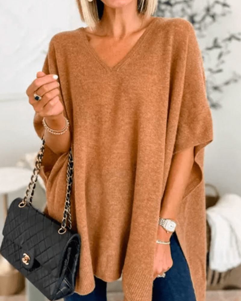 Wójcik™ | Poncho-sweter z dekoltem w kształcie litery V i luźnym krojem